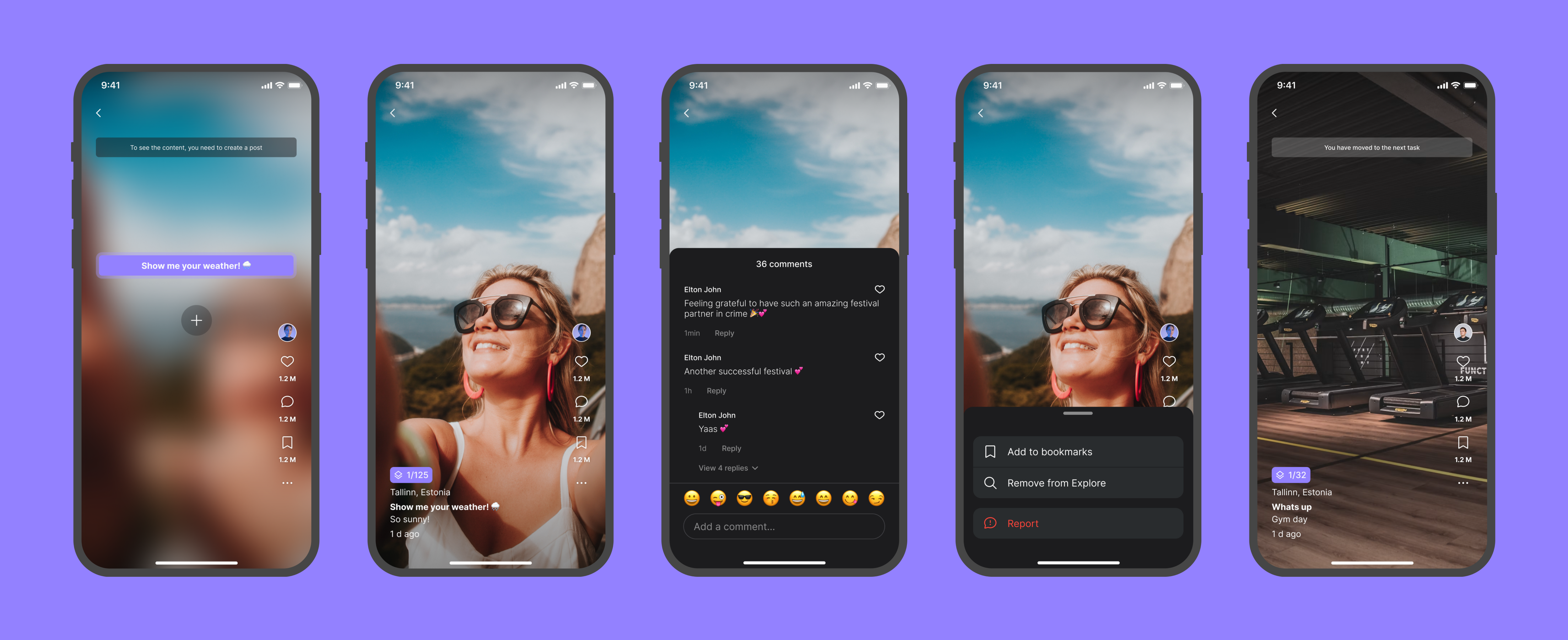 Browsing a sequence: swipe up through the stack, swipe left to jump to another sequence